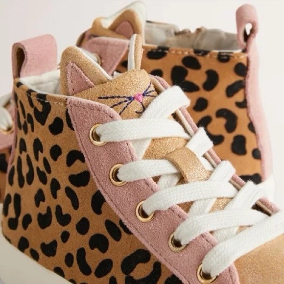 *SOLD* Mini Boden Novelty High Tops Leopard Kitty Ears Size 3 - Picture 2 of 14